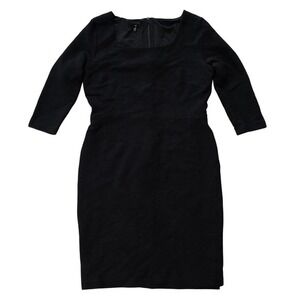ESCADA Sheath Dress Sz 40 - US‎ 10 Black Stretch Ribbed ¾ Sleeves Womens Zip